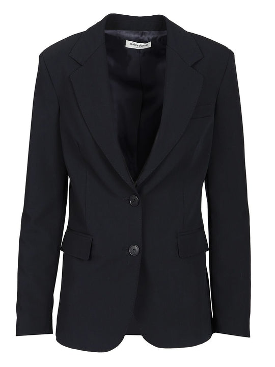 Blazer Monopetto In Tela Stretch Bottoni Oro Jackets Blue