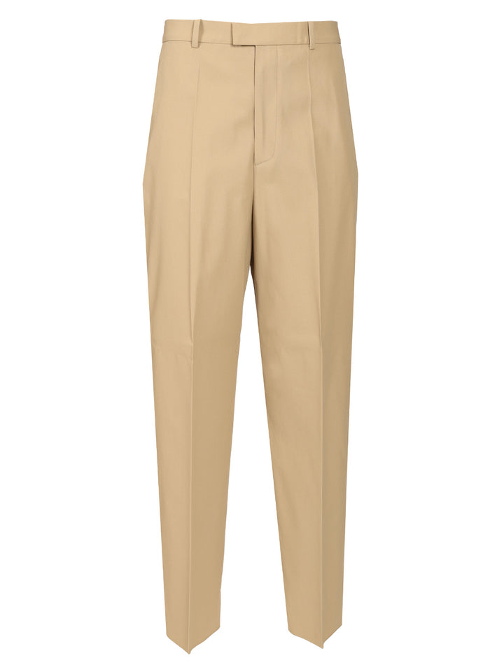 Bottega Veneta In Flowing Cotton Twill Trousers - Beige | 217aa0231d407bcdfb8445e720d02e9e94538c48