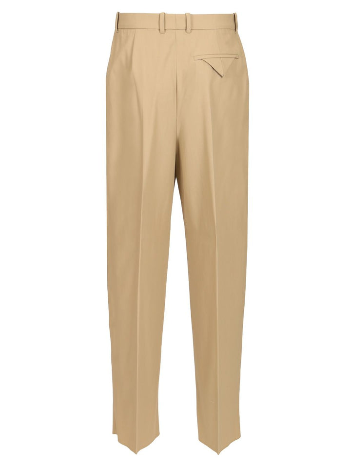 Bottega Veneta In Flowing Cotton Twill Trousers - Beige | f23b9ad9f496d21dad241fb32bde49223ae00120