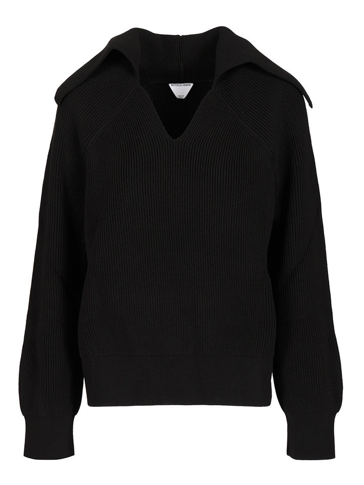 Bottega Veneta English Ribbed Cotton Sweater Knitwear - Black | 51b9c89fd5f52cbad2502f94b075f8ebe3ec71ca