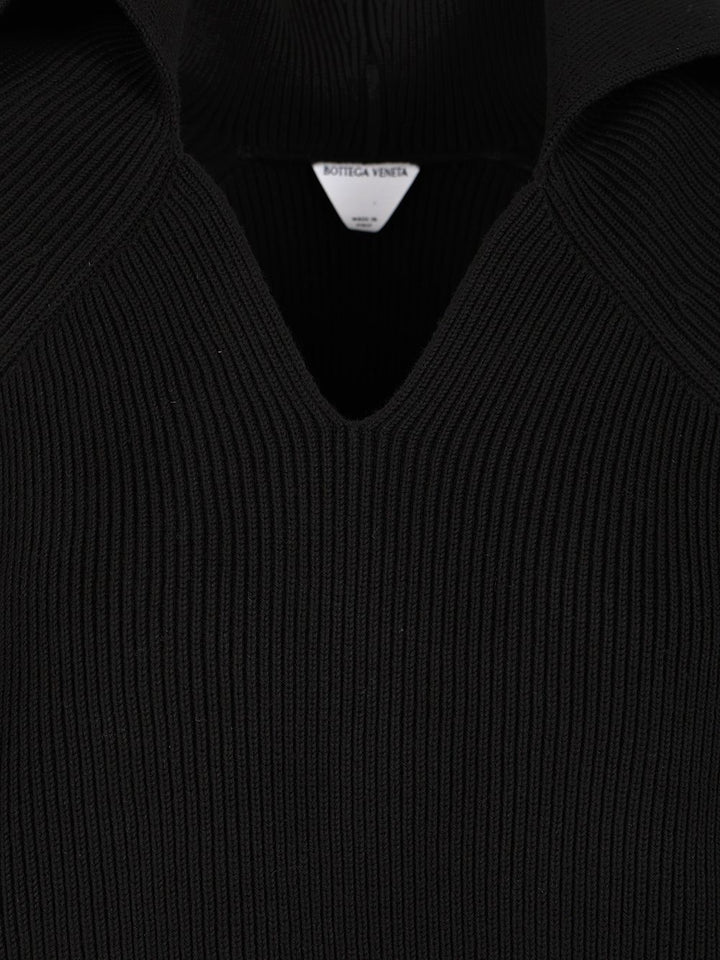 Bottega Veneta English Ribbed Cotton Sweater Knitwear - Black | 2c4ee9663f311adece2d486da4a2ce3c3310395a