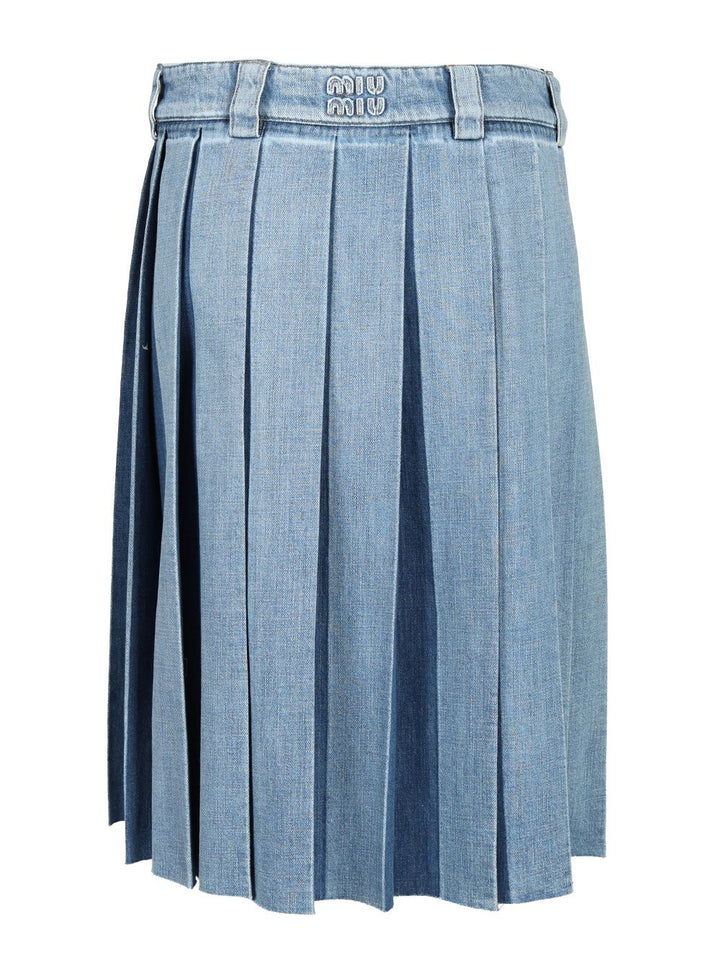 Miu Miu Pleated Denim Skirt Skirts - Light blue | 05de0c8bedb1d007bfff8486a2b07b039f0f8db4