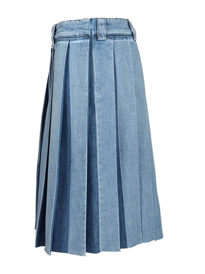 Miu Miu Pleated Denim Skirt Skirts - Light blue | b49fc9438d3fd677e0184548c13cc108fa7c26ae