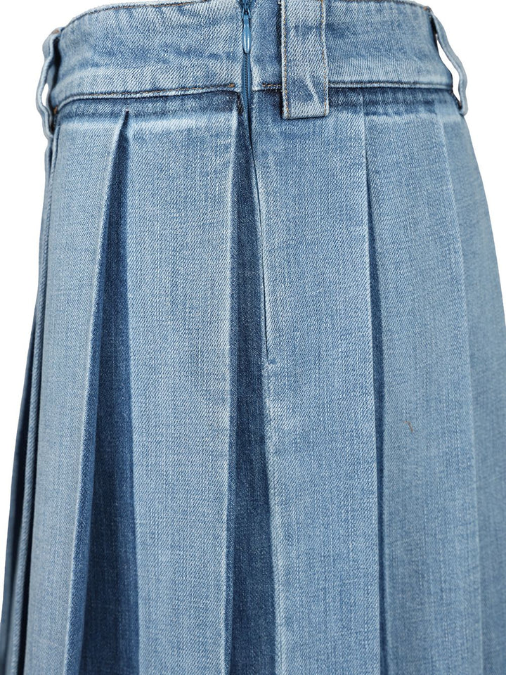 Miu Miu Pleated Denim Skirt Skirts - Light blue | 004aea0fce5f80db6dd850271a874338fb695ac2