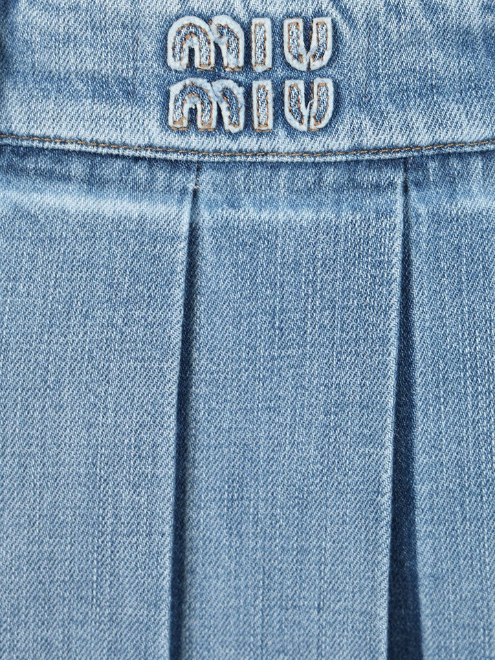 Miu Miu Pleated Denim Skirt Skirts - Light blue | 58d7eeb27e67a4af81225766ae7e91fe95e1cc62