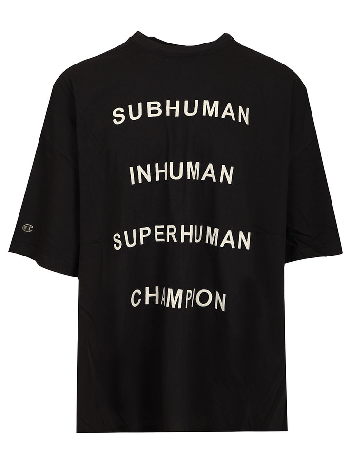 Rick Owens X Champion Cotton T-Shirt - Black | f991b71593f43c027e6d196a99daba1f28c7aff1