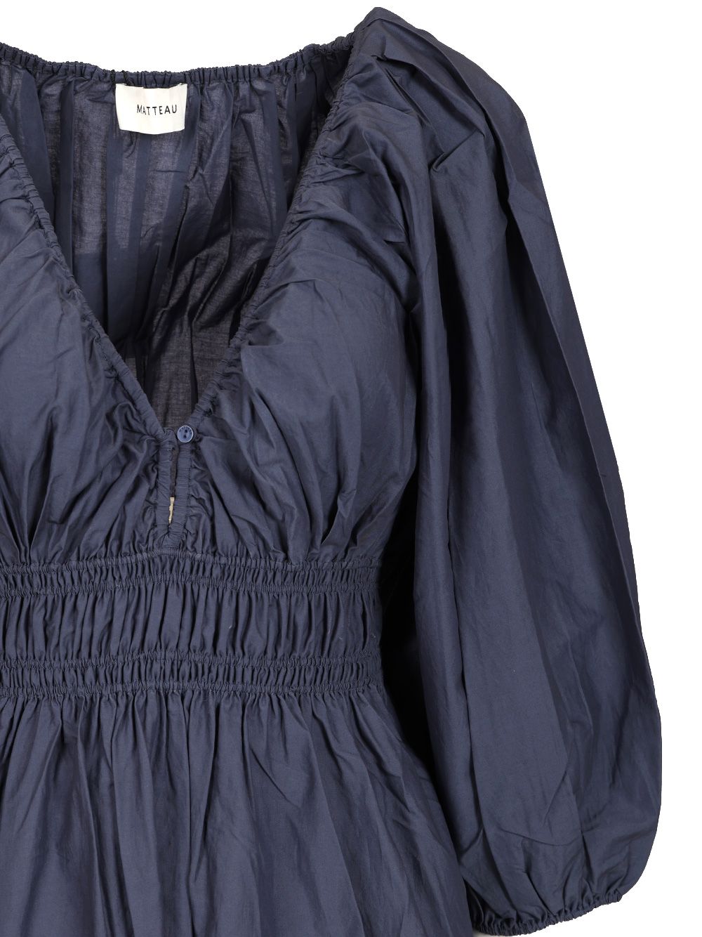 Matteau Shirred Plunge Button Dress Dresses - Blue | 8655fb8965a391b1f7cbc2f9791298f4ce63f932