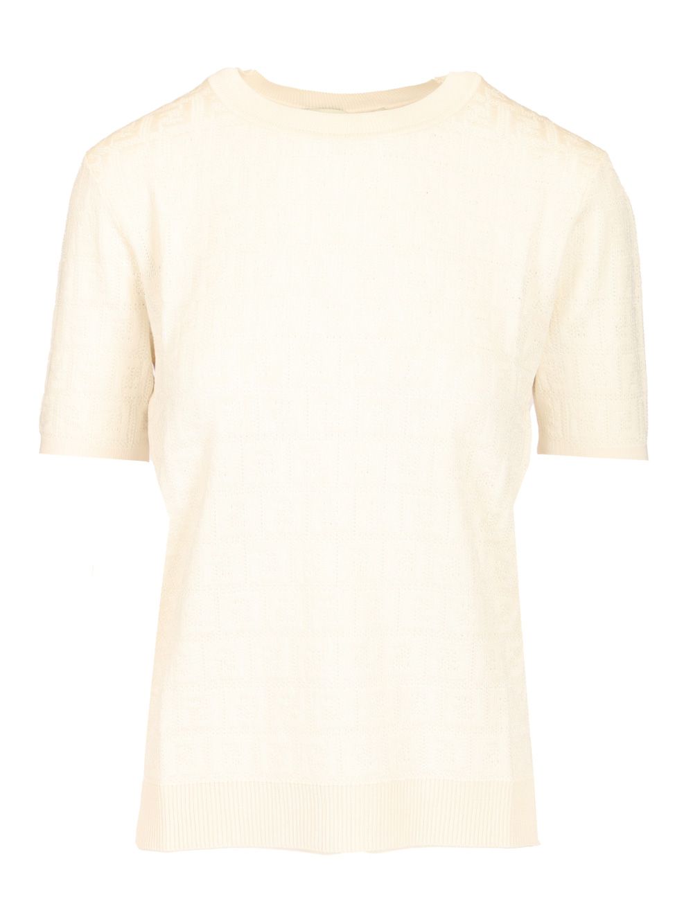 Fendi Ff Cotton And Viscose Sweater Knitwear - White | 6c56accede8e7cba9477d0a1834c13b339f70837