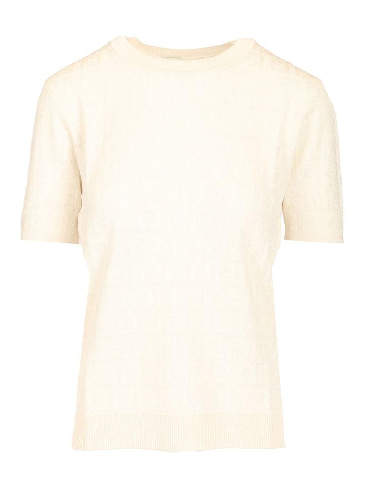Fendi Ff Cotton And Viscose Sweater Knitwear - White | 6c56accede8e7cba9477d0a1834c13b339f70837