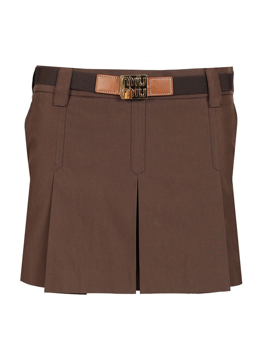 Gabardine Mini Skirt Skirts Brown