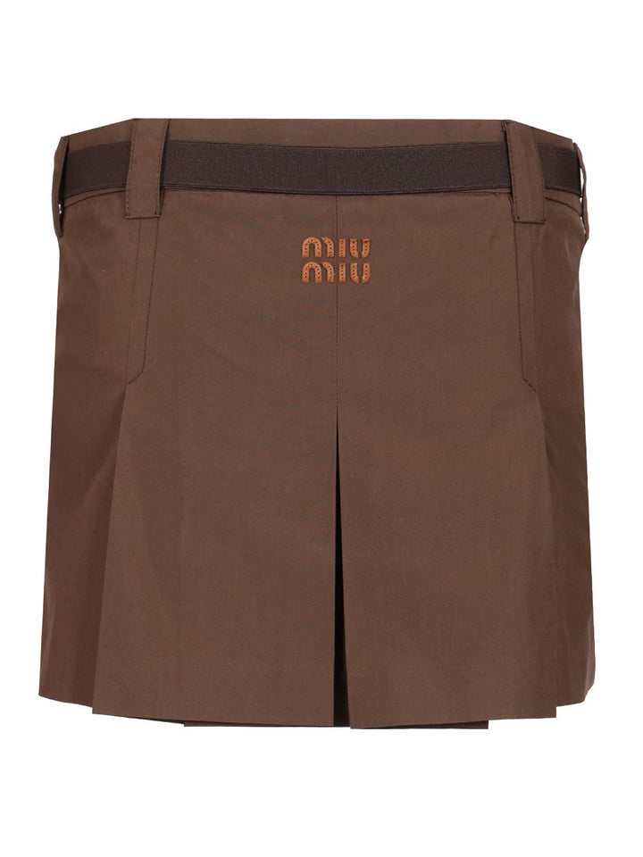 Miu Miu Gabardine Mini Skirt Skirts - Brown | 9d5021efe98ffce36f7d5da3d54f7de397918544