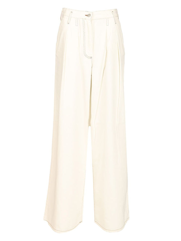 Dries Van Noten Wide Pleated Pants Trousers - White | 0abb652418ecf8ccdc05e9273a448100bb0da16c