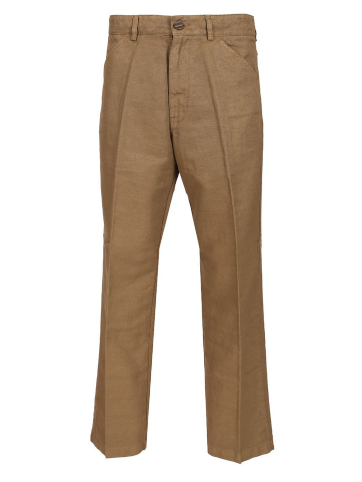 Original Vintage Cotton And Linen Blend Trousers - Brown | 40935fea687bd4ebe956223717e45ecb30fda007