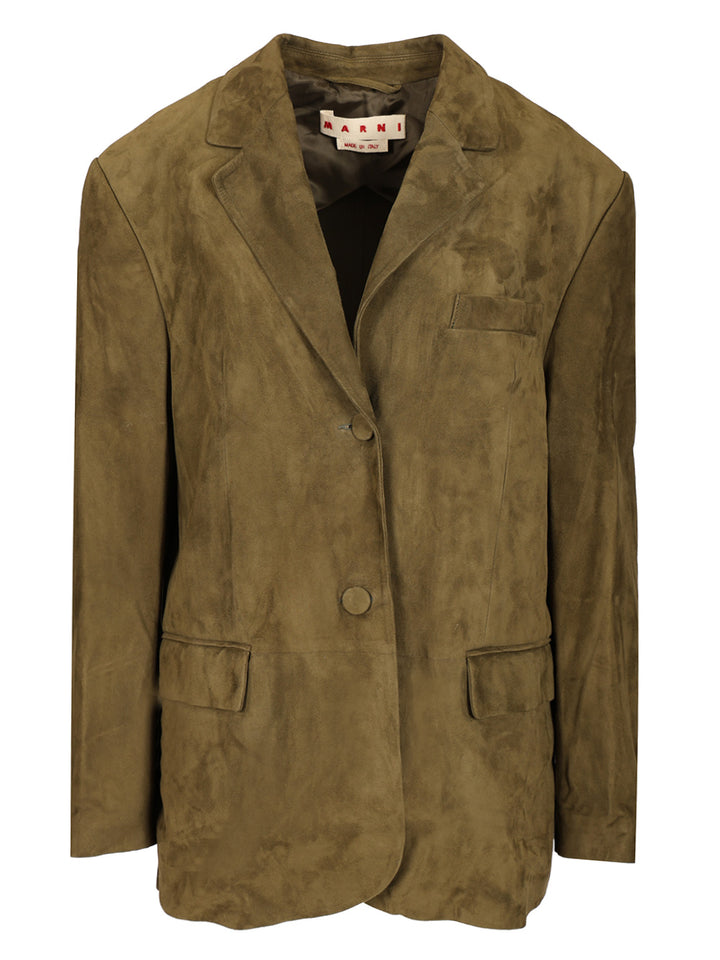 Marni Suede Jacket Jackets - Green | 46581573b10a04b22c01a25d3639b8b32f9584e8