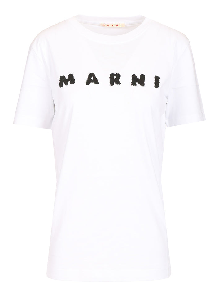 Marni Scribbled Logo T-Shirt - White | 729e07049ec1fd8237e5cefca7393aa3e0895f95