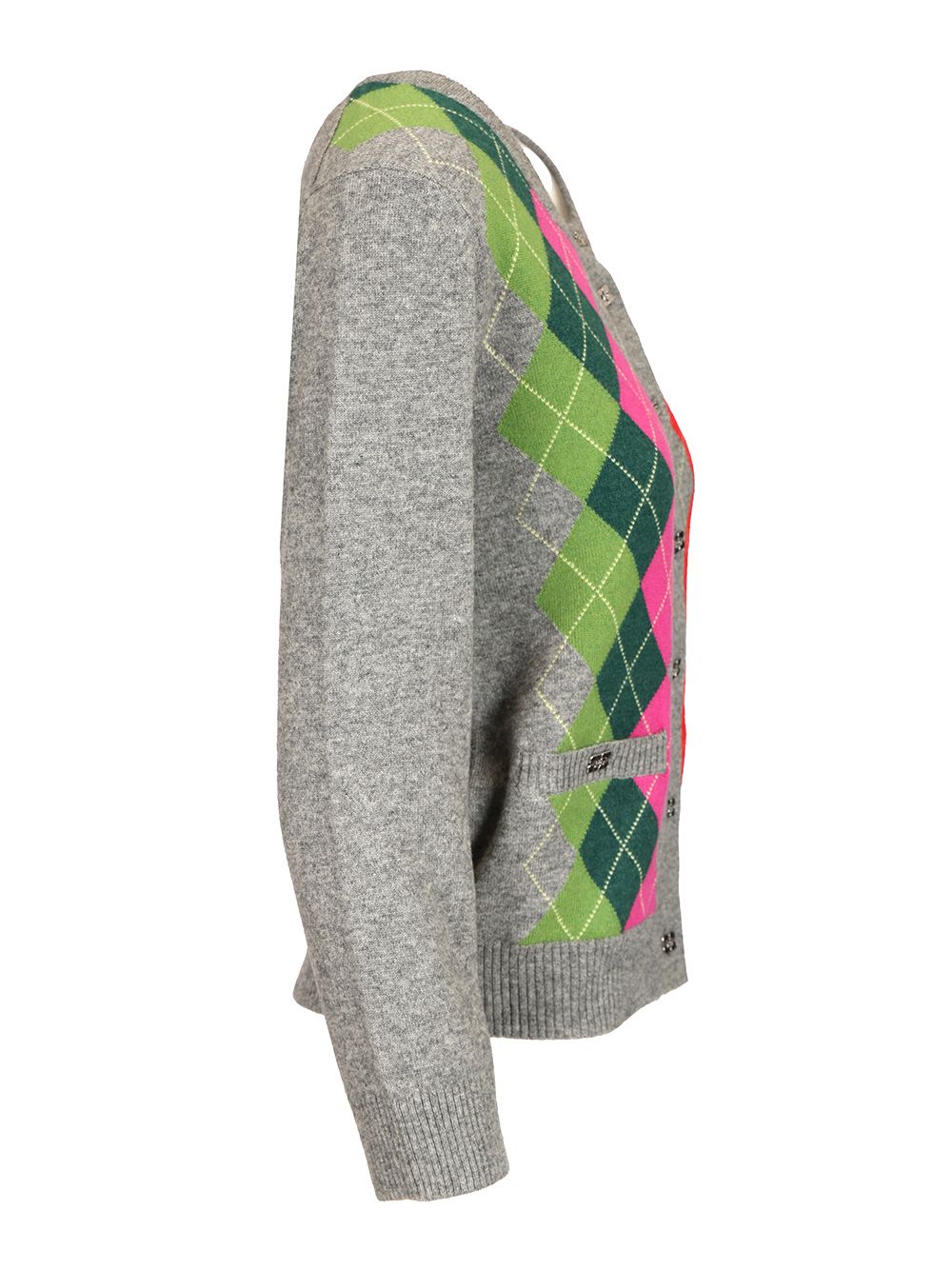 Ganni Checked Cardigan Knitwear - Grey | 1c29f03c45038888b72111d00aff3b1690421c0d