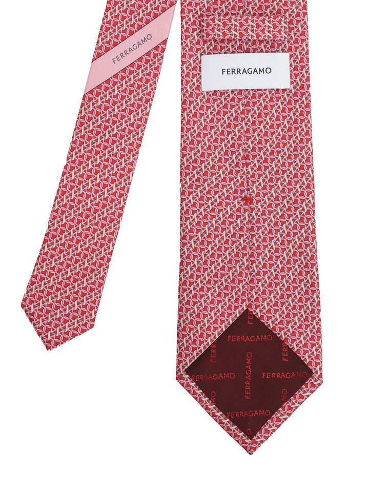 Ferragamo Gancini Print Tie Ties And Bow Ties - Red | 1c47c739377107dbfc7283cb25f837f5718857ad