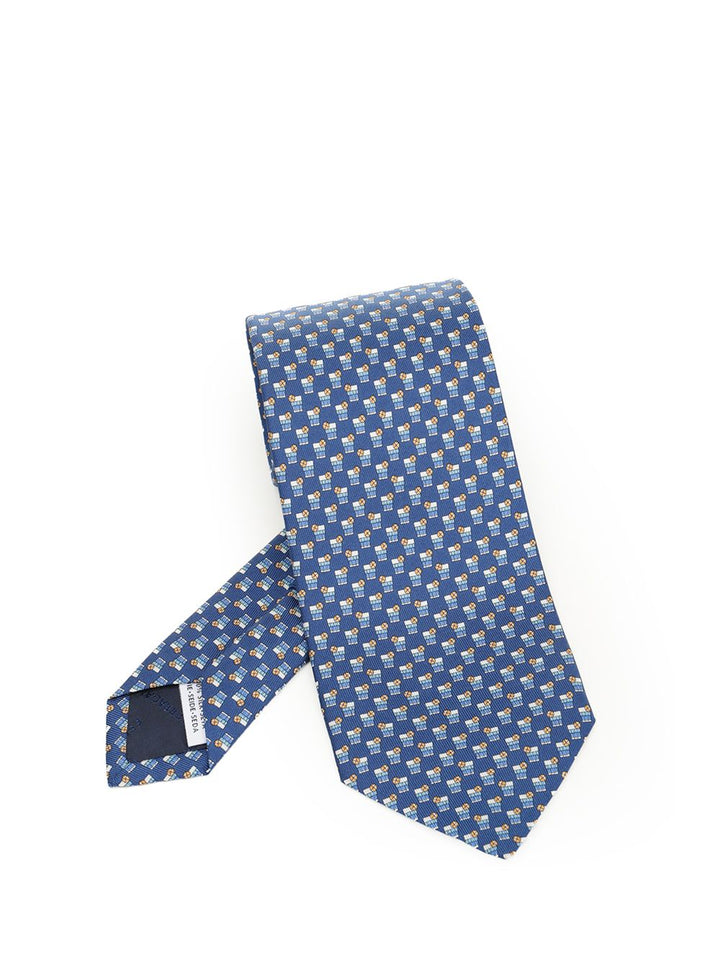 Ferragamo Silk Tie Ties And Bow Ties - Blue | 0c8ef6370844891b217e1ea2376fb97000231985
