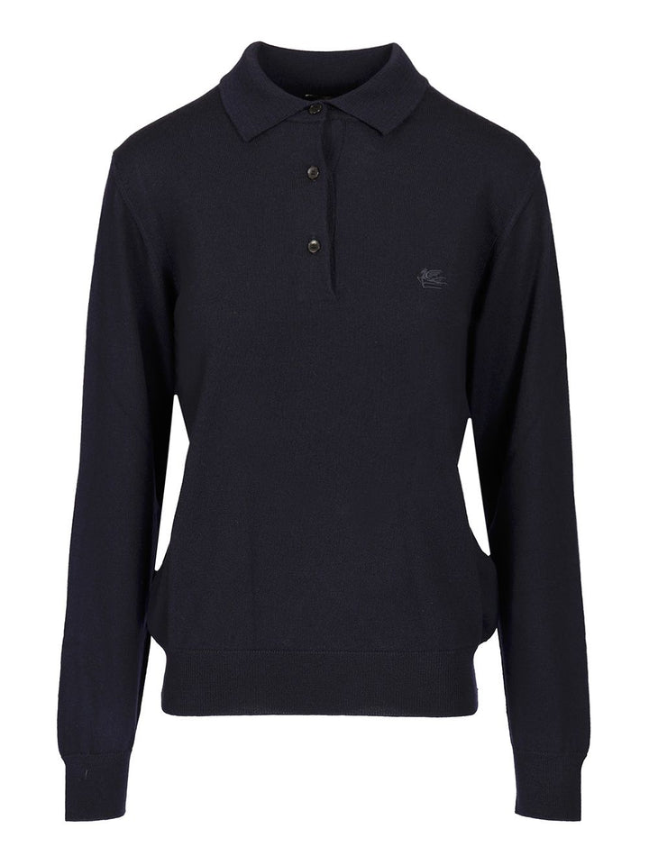 Etro Wool Polo Shirt Knitwear - Blue | 57333e70fc00eed0dd37832bbb80dc17330a8c1e