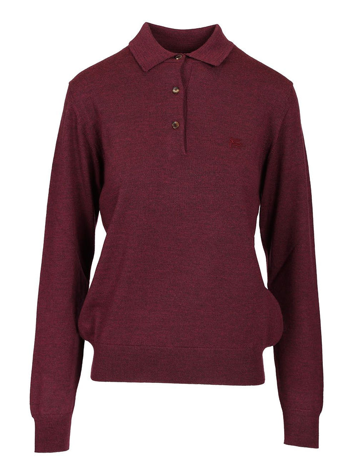 Etro Wool Polo Shirt Knitwear - Bordeaux | 00f317011bd25f5d805a7790979b5ef6ed53718f