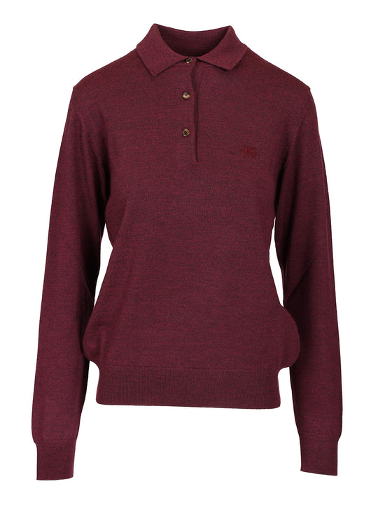 Wool Polo Shirt Knitwear Bordeaux