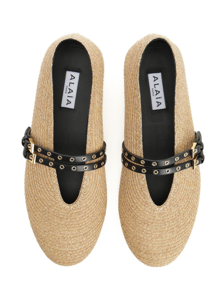AlaÏA Paper Straw Flat Ballerinas Scarpe basse - Beige | 3a226b98bee6c8bcb0e60fb2785605f81e14f81a