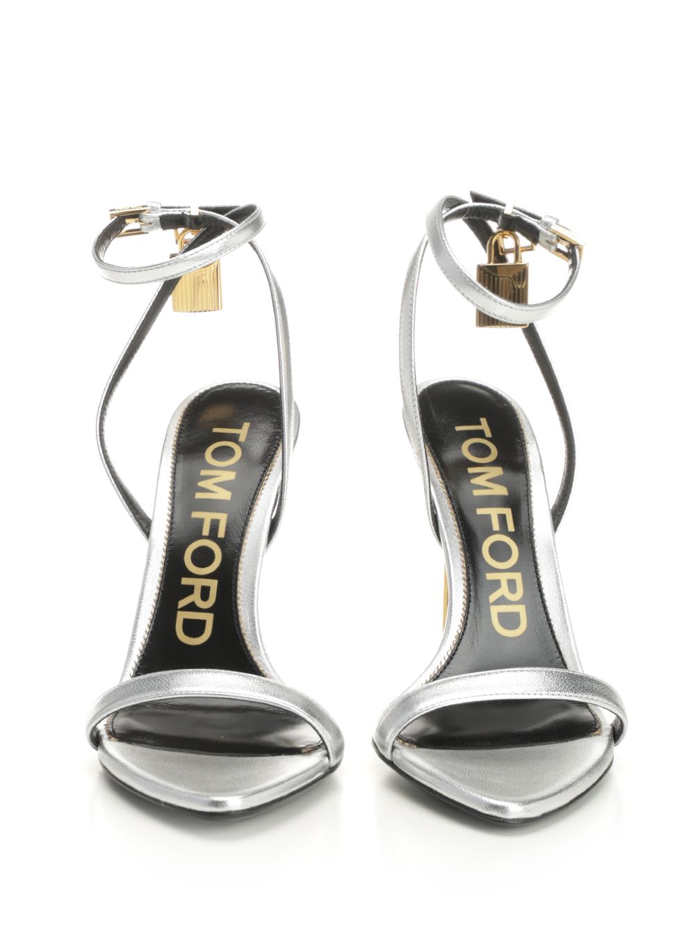 Tom Ford Laminated Leather Sandal With Padlock Sandals - Silver | 6c81dd3a1424b9b752e6e6a1ba716f92cded7e3a