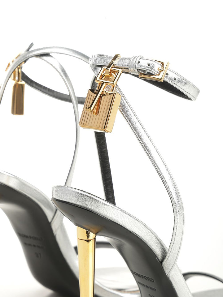 Tom Ford Laminated Leather Sandal With Padlock Sandals - Silver | 6c6fabf16fcaad3ed0a4d1d0968245d195b7441f