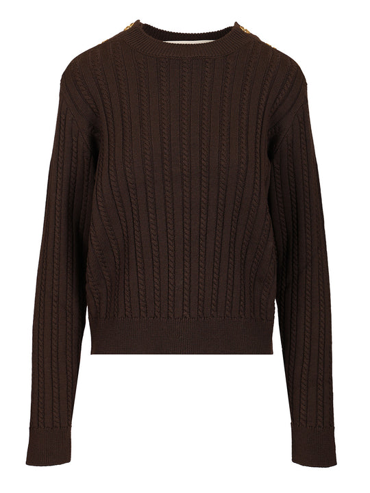Cable-Knit Sweater Knitwear Brown