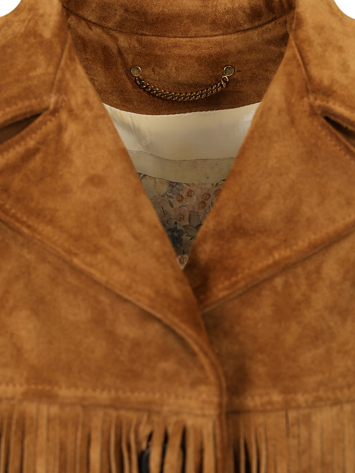 Golden Goose Deluxe Brand Suede Jacket With Fringes Jackets - Brown | d4474e4b6a93a9e3c476cce5aed595c0c388bcc9