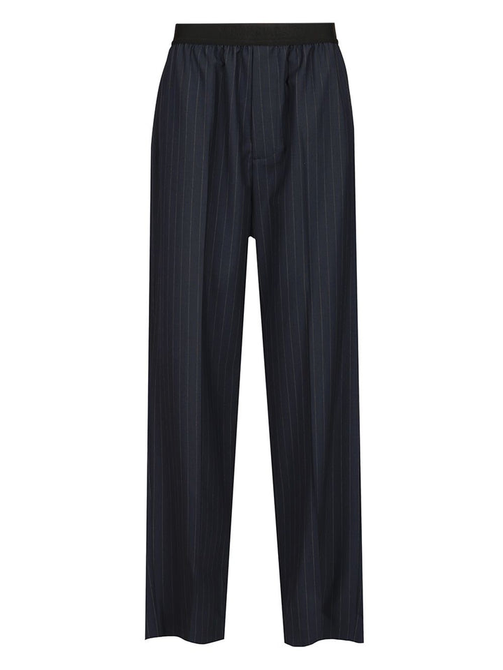 Balenciaga Pinstriped  With Elasticated Waist Trousers - Blue | 6fe81f45da56dc49f7e09f3028973d749ecb19b6
