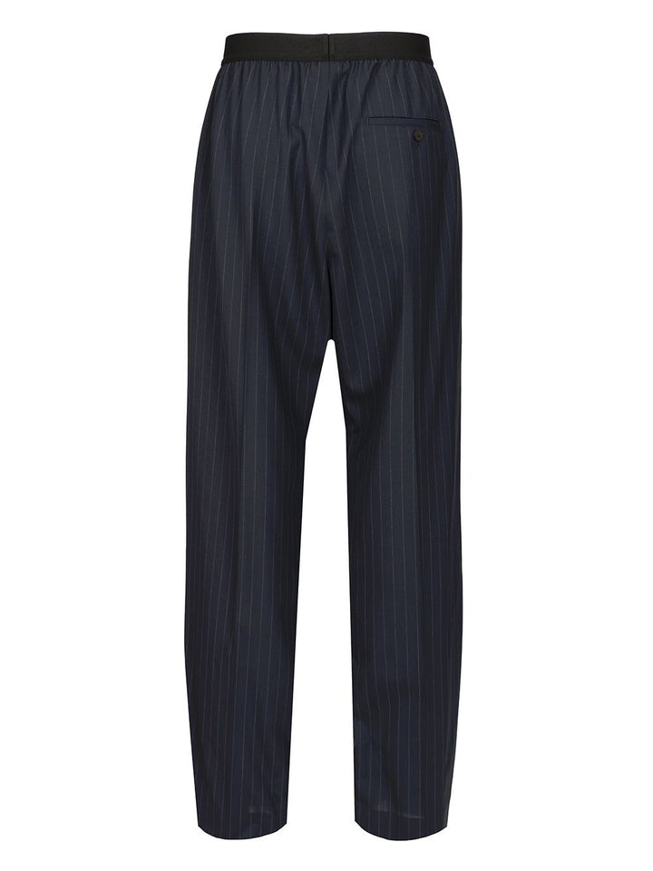 Balenciaga Pinstriped  With Elasticated Waist Trousers - Blue | 9672dc686ffe50e21ea954e015cd5565276ed1f1