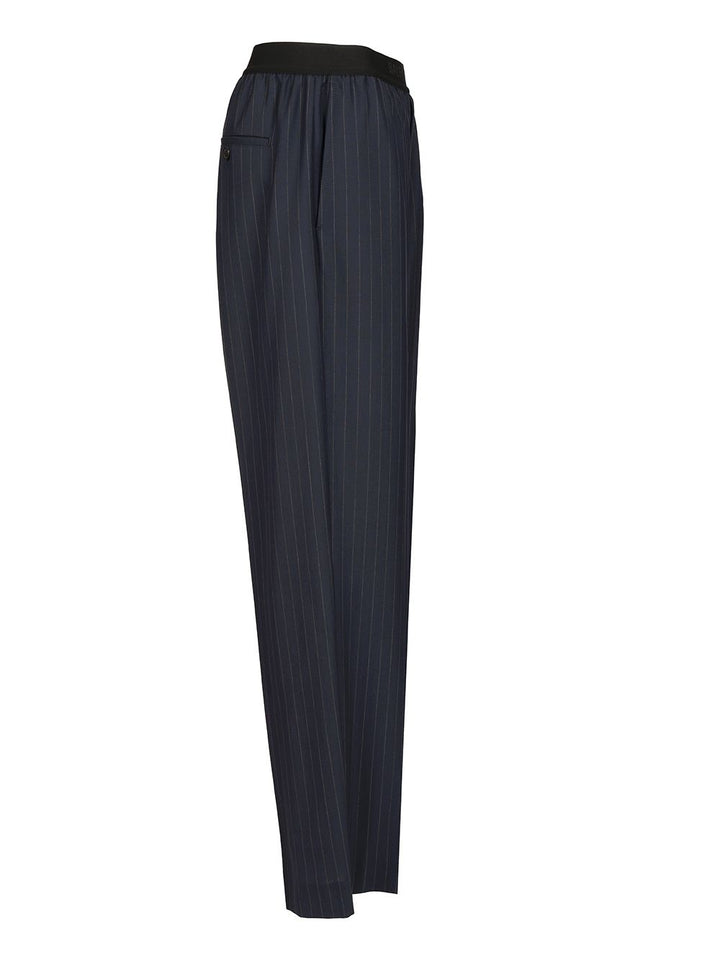 Balenciaga Pinstriped  With Elasticated Waist Trousers - Blue | 32af098d779e01451a18753131885922279a3cd2