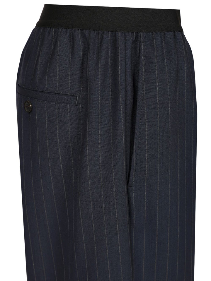 Balenciaga Pinstriped  With Elasticated Waist Trousers - Blue | febae591e4f1cef5a610382b19b030304a2d5560