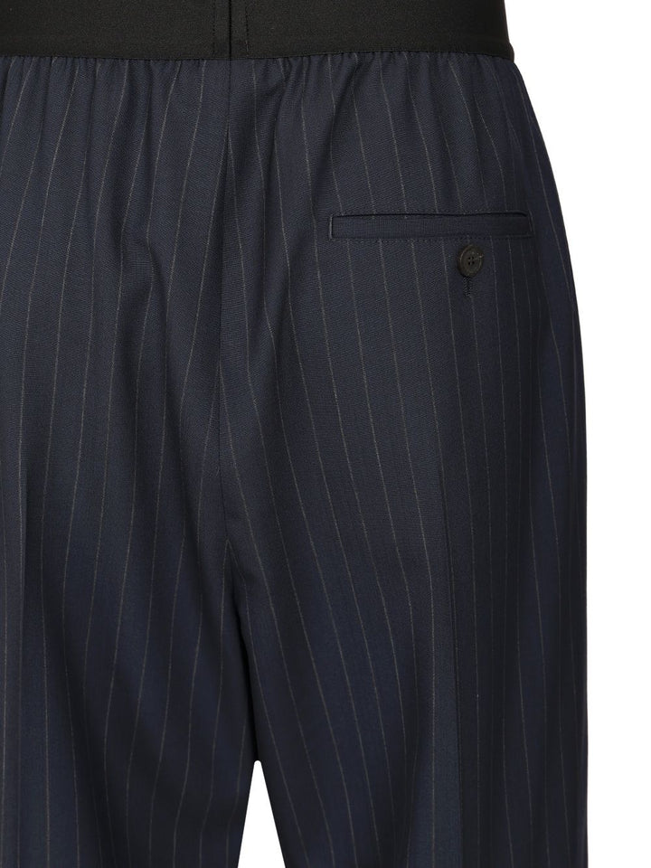 Balenciaga Pinstriped  With Elasticated Waist Trousers - Blue | 01490df9ee81d841a1cbaff7fe2beff610c72f8c