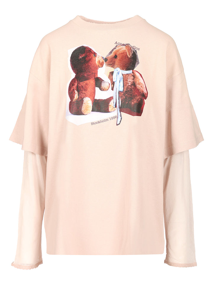 Acne Studios Printed Layered T-Shirt - Rose | 0e6d5ba03543a581a3cdbf7243a1bcd5677b7eb1