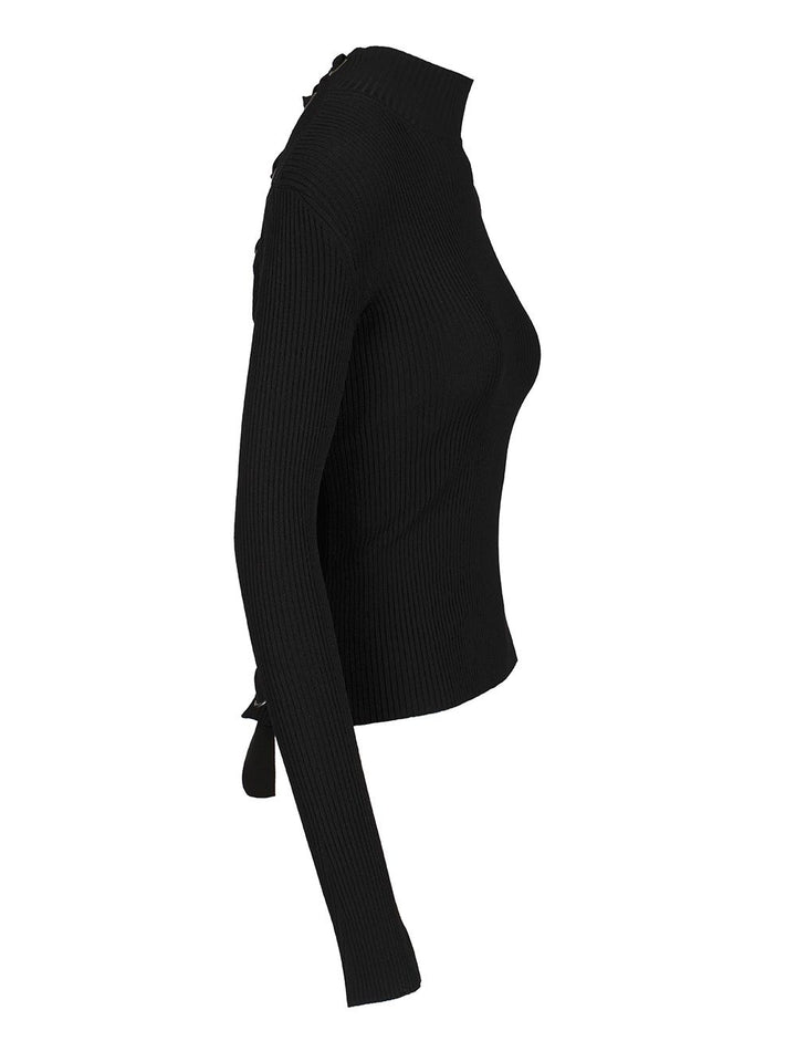 Balenciaga Lace-Up Fitted Turtleneck Knitwear - Black | c6991bdf1e75b0d4d0bdb4cea8d0d26a83a35463