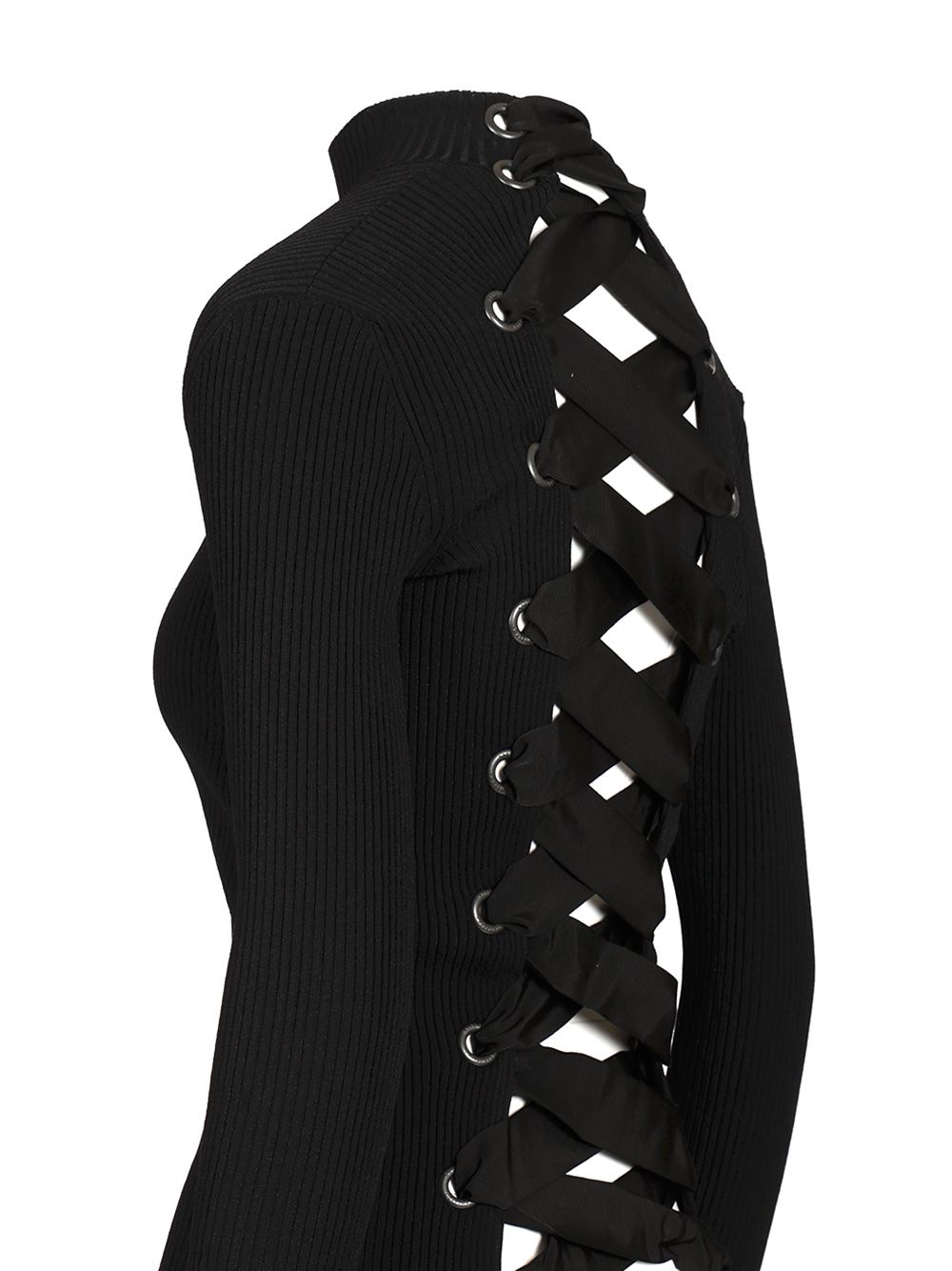 Balenciaga Lace-Up Fitted Turtleneck Knitwear - Black | aa3281ae4086e59464da78e320fa2c75caa54224