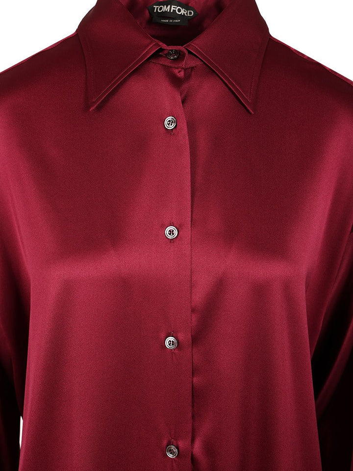 Tom Ford Stretch Silk Satin Shirt Shirts - Red | 0495ea511eb1e51bb4d4c6c629c9caadf40afb41