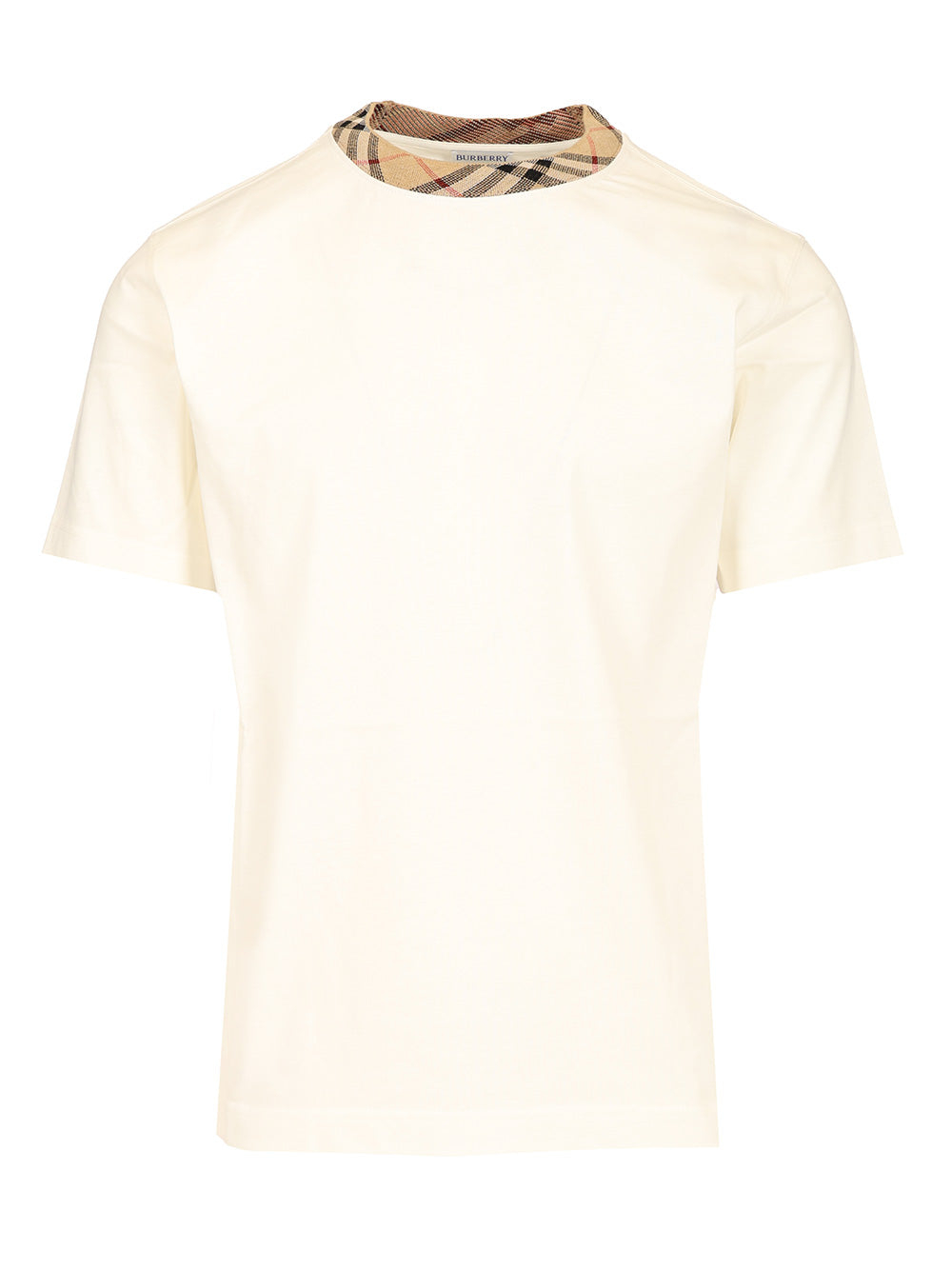 Burberry Check Trim Cotton T-Shirt - White | f1ded88c2cae9160e7b775d5389facc1167d8f98