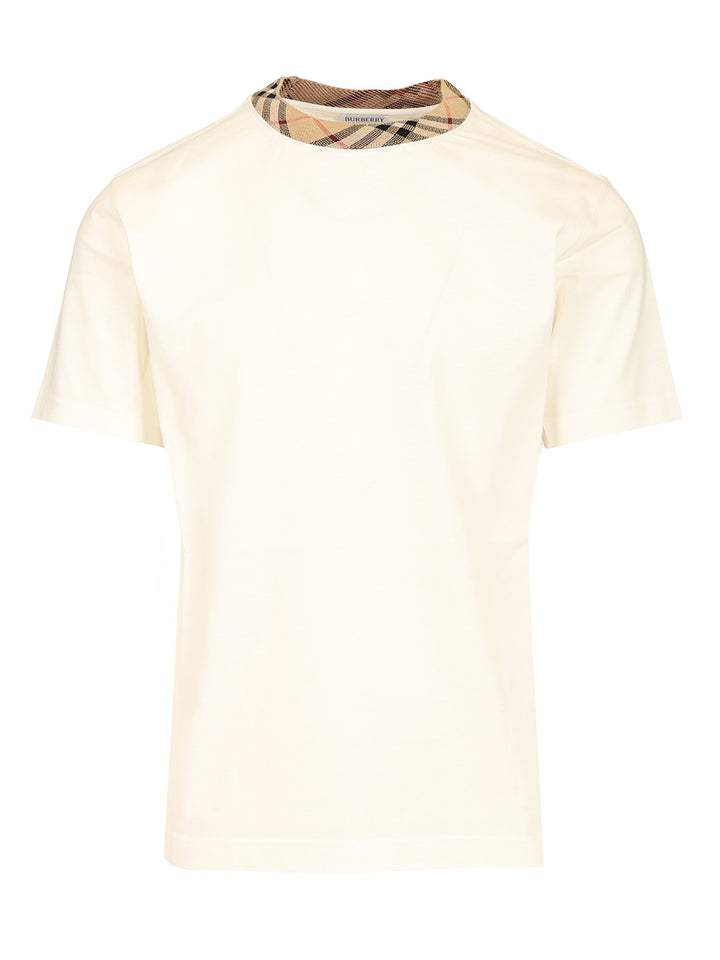 Burberry Check Trim Cotton T-Shirt - White | f1ded88c2cae9160e7b775d5389facc1167d8f98
