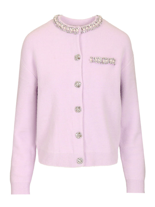 Crystal Trim Cardigan Knitwear Violet