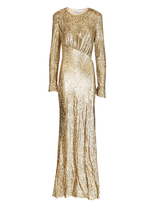 Long Dress In Gold Thread Dresses Gold