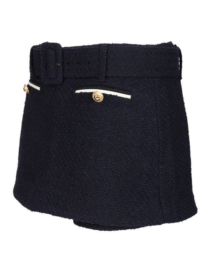 Self-Portrait Bouclé Culottes Skirts - Blue | d339669c684e900c71b0bbdf1eb4bec49f41bbd5
