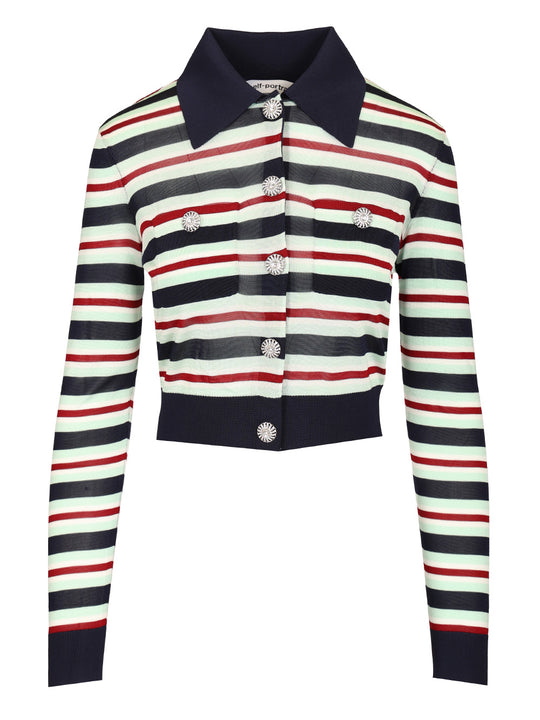 Striped Viscose Jumper Tops Blue