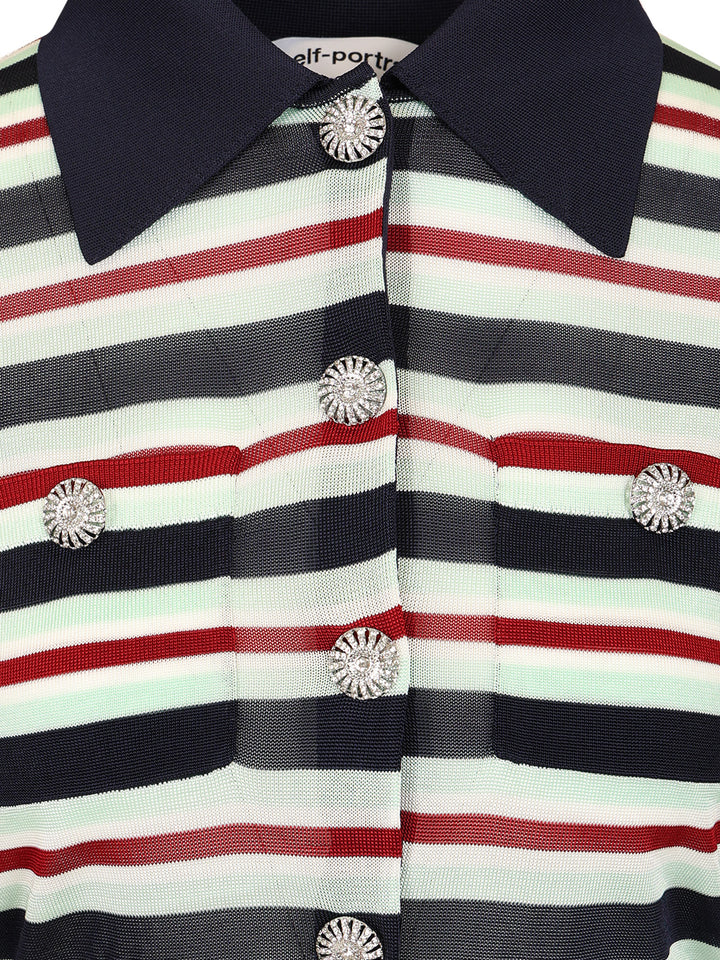 Self-Portrait Striped Viscose Jumper Tops - Blue | 2e9cadb7c60b6ef8b77d8fef5e4e9003d0e02d6a