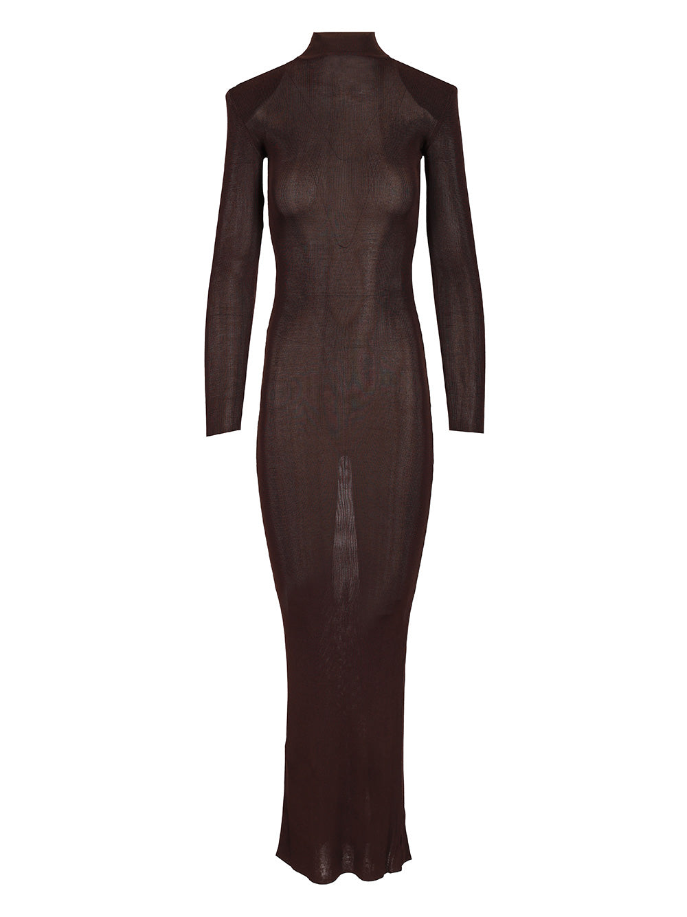 Self-Portrait Long Viscose Knit Dress Dresses - Brown | 6df173c2e01f668e803aeae68dcdbdbfc9a5fd53