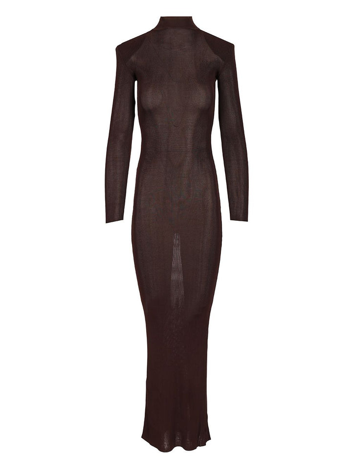 Self-Portrait Long Viscose Knit Dress Dresses - Brown | 34e9a3412cf7abc7370ca0ad22c15fbf8df5fc7a