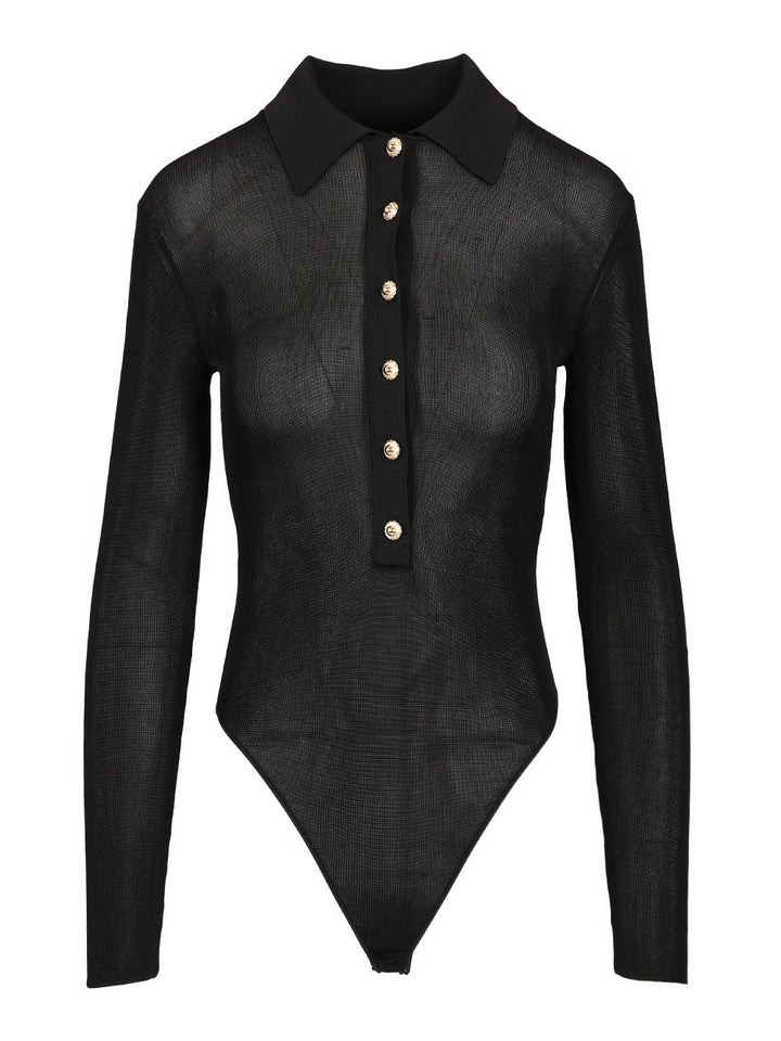 Self-Portrait Viscose Knitted Bodysuit Knitwear - Black | a671a8685a724aeb4fc6d9073271292ca683ecf0