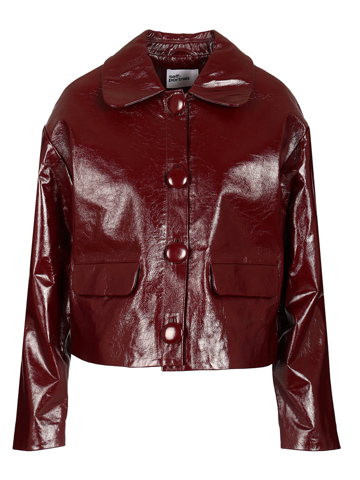Self-Portrait Patent Leather Jacket Jackets - Bordeaux | 874a1a2c2b522ed3cc81d97e36a68eb69207f6cb